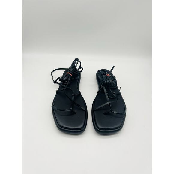 Ilio Smeraldo Women's Lace Up Flip Flop Sandals Leather Black Size EU 37/ US 7 - Picture 6 of 9